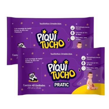 Imagem de Kit 2x Toalhinhas Umedecidas Piquitucho Pratic Bebê