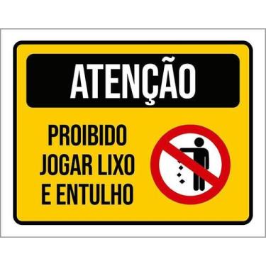 Imagem de Kit 3 Placa Acm De Atenção Proibido Jogar Lixo 18X23 Branco - Sinalizo