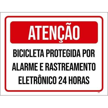 Imagem de Kit 5 Placa Acm Bicileta Protegida Alarme Rastreamento 18X23 - Sinaliz