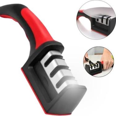 Imagem de Amolador Afiador Facas Tesouras 3 Em 1 Preto - Lippin