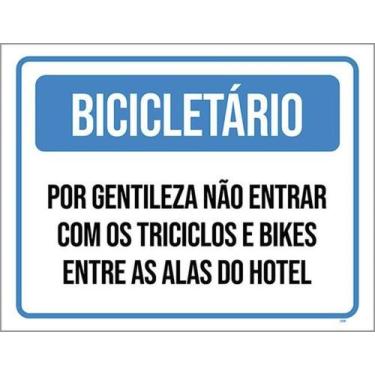 Imagem de Kit 10 Placas Bicicletário Não Entrar Triciclos Bikes Hotel - Sinalizo