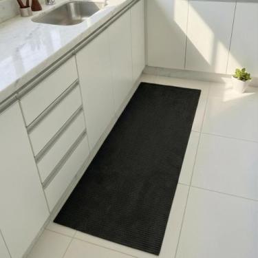 Imagem de Kit 2 Passadeiras De 1 Metro Por 43cm Soft Preto Tapete Antiderrapante
