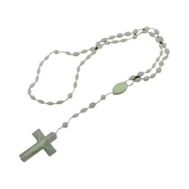 Imagem de 12/120 peças rosário de plástico contas cruz com colar de jesus catoli