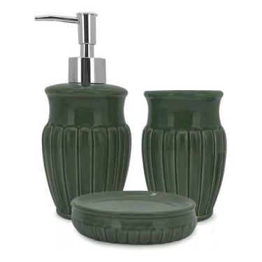 Imagem de Jogo De Banheiro Em Cerâmica Marine Green 3 Peças - Mimo Style