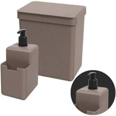Imagem de Kit Organizador De Cozinha Coza Com 1 Lixeira 2,5L e 1 Dispenser Porta