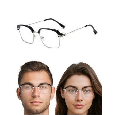 Imagem de Armação De Óculos Sem Grau Masculino Feminino Metal Proteção Luz Azul 