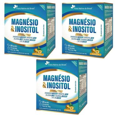 Imagem de Kit 3 Magnésio e Inositol + Associações Sabor Maracujá 3x20 sachês Flora Nativa do Brasil-Unissex