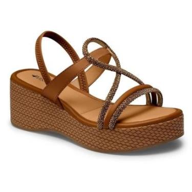 Imagem de Sandália Salto Anabela Mississipi Brilho Calce Facil MF501-Feminino