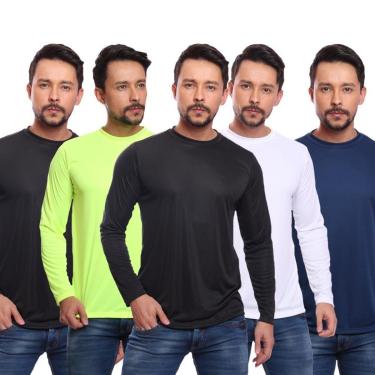 Imagem de Kit 5 Camiseta DF Masculina Manga Longa Proteção Solar UV +50 Segunda Pele-Masculino
