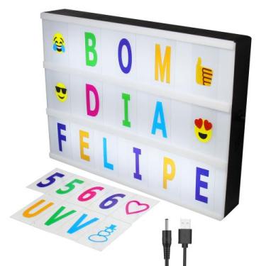 Imagem de Luminária Embralumi Letreiro Led A4 96 Letras, Branco, Preto