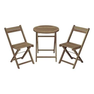 Imagem de Conjunto De Varanda Madeira 3 Pecas 1 Mesa 2 Cadeiras - Brazil Home Li