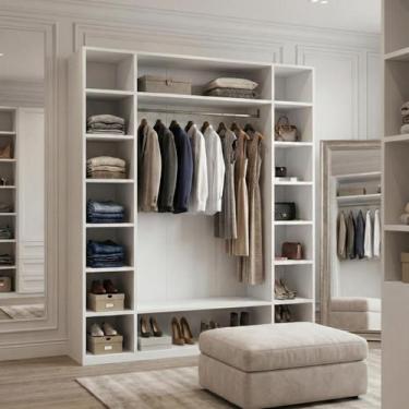 Imagem de Armário Colmeia 01 Cabideiro Prateleiras Nichos Expositor Guarda Roupa