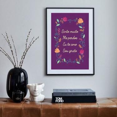 Imagem de Quadro Ho’Oponopono Mágico Roxo - 60x48cm