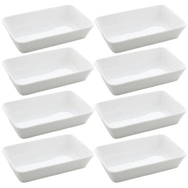 Imagem de Kit 8 Travessas de Porcelana 20x15cm Refratários Restaurante Buffet Eventos Servir Lyor
