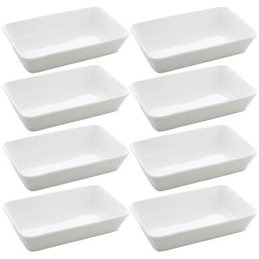 Imagem de Kit 8 Travessas de Porcelana 20x15cm Refratários Restaurante Buffet Eventos Servir Lyor