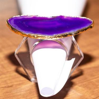 Imagem de Porta Guardanapo Agata Lilas Natural Base Acrilico Sextavado - Cristai
