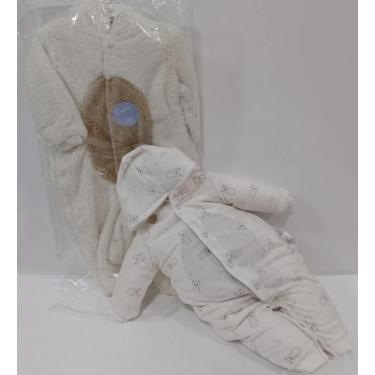 Imagem de Macacão Longo Dupla Face Bebê Unissex Inverno Paraiso 13134, Off white