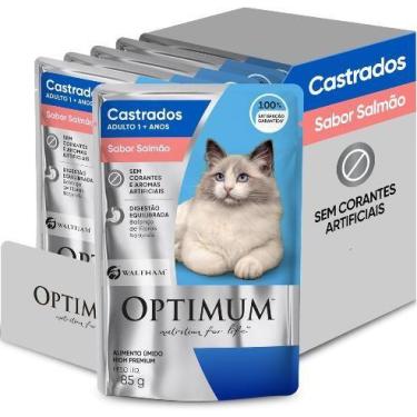 Imagem de Caixa com 20 sachês Optimum para Gatos Castrados Salmão 85gr. - Optimu