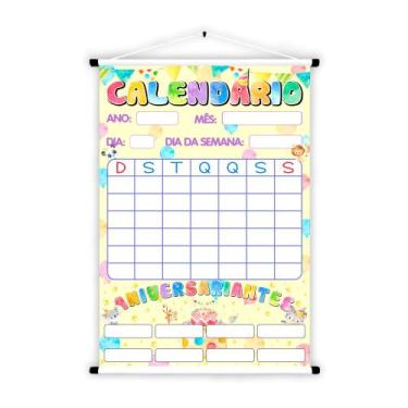 Imagem de Banner de Lona Educativo Calendário Aniversariantes Aquarela Animais 7