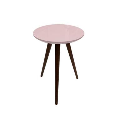Imagem de Mesa de Canto/Lateral Tampo de Vidro Pés Madeira 42x63 - Dia Designer,