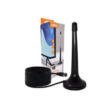 Imagem de Antena Interna Digital Lelong LE-3094-3 UHF VHF Cabo 5m Base Magnetica