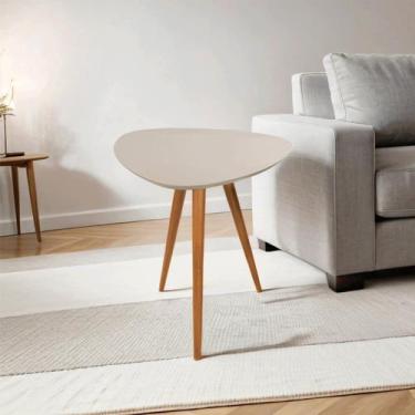 Imagem de Mesa Lateral Pe Palito Orgânico Libano 50x60 Bege - Casa Uai