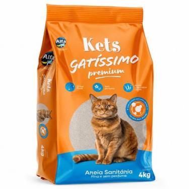 Imagem de Areia Sanitária Gatíssimo Sem Perfume 4kg Alfa Pet para Gatos Absorven