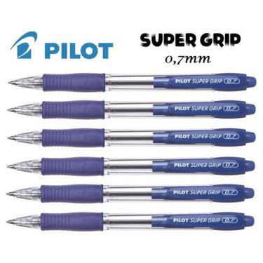 Imagem de Caneta Esferográfica Azul Pilot Super Grip 0,7 Kit com 6