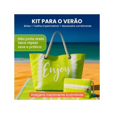 Imagem de Kit Praia Completo Bolsa + Necessaire + Manta Estampa Enjoy - Jdmazine