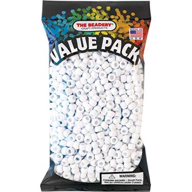 Imagem de The Beadery - Conta de pônei de barril de 9 x 6 mm, branca - 900 peças - 750V073
