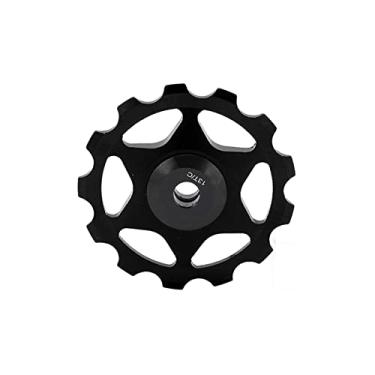 Imagem de Polia do Desviador Traseiro, Rolo de Guia do Desviador Traseiro Lubrificado com 13 Dentes Firmes Design Grande Oco para Mountain Bike(Preto)