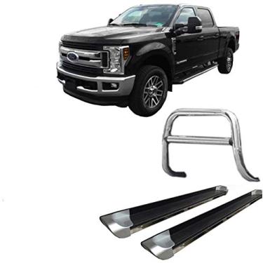 Imagem de Kit quebra mato c/chapa+estribo personalizado cromado F250