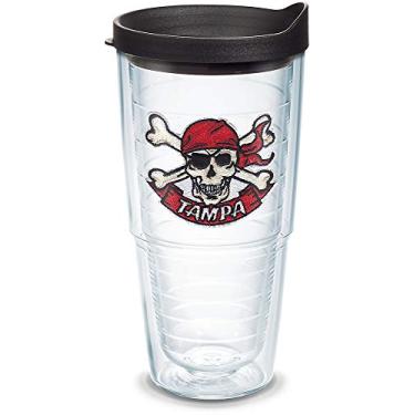 Imagem de Tervis Copo isolado de pirata Florida-Tampa com emblema e tampa preta, 680 g, transparente