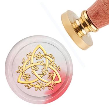 Imagem de CRASPIRE Carimbo de cera de nó celta vintage, selo, lacre de lacre de 30 mm, 3 cm, carimbo removível de latão com alça de madeira para convites de casamento, Dia dos Namorados, Natal, Ação de Graças