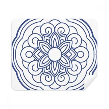 Imagem de Pano de limpeza chinês azul padrão flor azul pano de limpeza limpador de tela 2 peças tecido de camurça