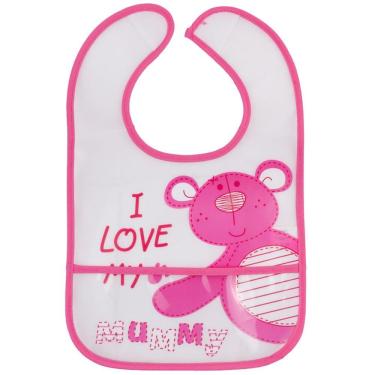 Imagem de Babador Bebe Impermeável com Bolso Coletor de Migalhas Infantil Criança Para +6 Meses Ursinha - Comtac Kids