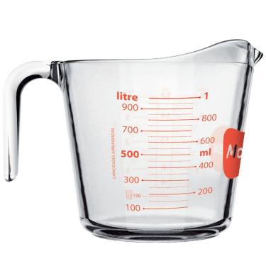 Imagem de Jarra Medidora De Vidro 1L Marinex Jarro De Medição Com Alça E Bico Direcionador