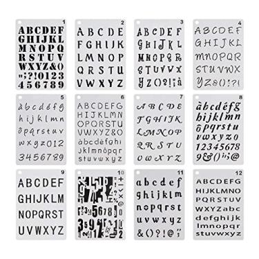 Imagem de Pacote de 12 Estênceis de Letras E Números, Estênceis de, Desenho, Pintura em