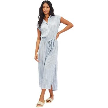 Imagem de Billabong Vestido midi feminino Lovely Ways com botões frontais, Corrente azul, P