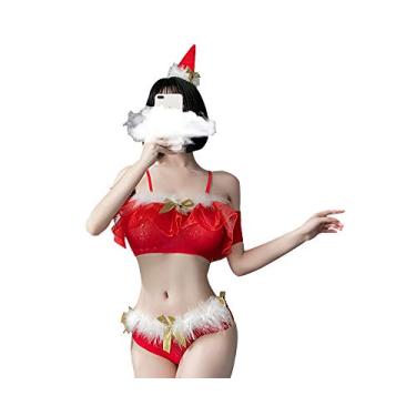 Imagem de Women Santa Costume Cosplay Lingerie Christmas Princess Dress Sexy One-piece Pesh Dress Suit (7437Red)