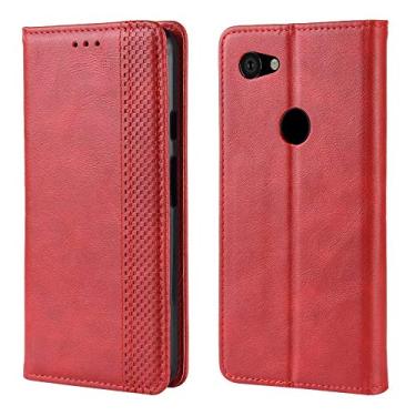 Imagem de YUNCHAO Caixa de telefone Fivela magnética Retro Texture Texture Case de couro Flip Horizontal para Google Pixel 3A, com slots de titular e cartão e quadro de fotos capa para celular