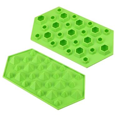 Imagem de Bandeja de cubo de gelo de silicone molde de cubo de gelo 3D diamantes bandeja de gelo molde de chocolate para bar de festa fabricante de bola de uísque faça você mesmo ferramenta de pudim máquina de sorvete molde de cubo de gelo (cor: verde)