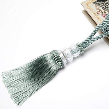 Imagem de 2 peças borlas cortinas tieback plástico bola alças titular acessório guarnição acessórios fivela corda enfeites para decoração de casa, azul claro