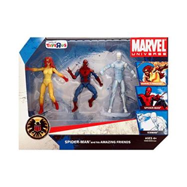 Imagem de Pacote com 3 bonecos do Homem-Aranha e Seus Amigos Incríveis do Universo Marvel 9,5 cm (Firestar, Homem-Aranha e Iceman)