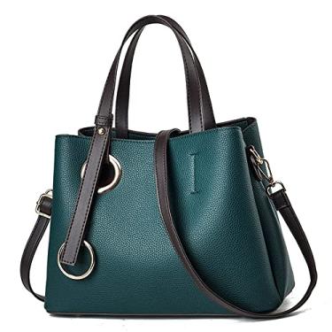 Imagem de Bolsa de mão grande com alça superior para mulheres bolsa de couro moda clássica bolsa transversal casual bolsa de ombro, Verde