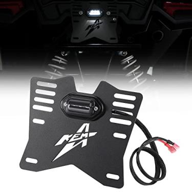 Imagem de KEMIMOTO Suporte de placa de carro UTV ATV atualizado, LED com 6 lâmpadas de miçanga, suporte de placa de licença iluminado de alumínio compatível com Talon Sportsman compatível com carro de golfe X3 RV barco