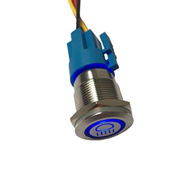 Imagem de ESUPPORT 12V Carro Veículo Azul Luz LED Botão Metal Interruptor Tomada Plugue 19 mm