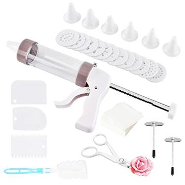 Imagem de Woohome Kit de ferramentas de seringa para decoração de bolos Kit de confeitaria para cobertura de pastelaria 1 pacote de injetor de enchimento de cupcake com bocais de cobertura raspadores de creme, levantador de unhas de flores para decoração de bolo