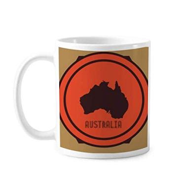 Imagem de Caneca com ilustração vermelha e preta do mapa da Austrália cerâmica xícara de porcelana de café louça