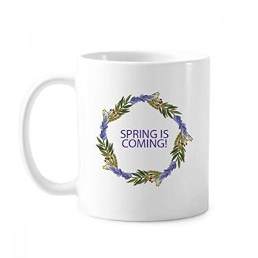 Imagem de Guirlanda redonda azul flor planta caneca cerâmica cerâmica xícara de café porcelana louça